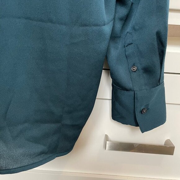 Banana Republic Dillon Utility Button Down LS Polyester Blouse Loch Green Sz M - Picture 7 of 10